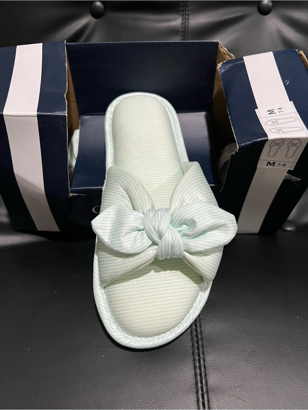 Charter Club Mint Green Bow Slide Slippers